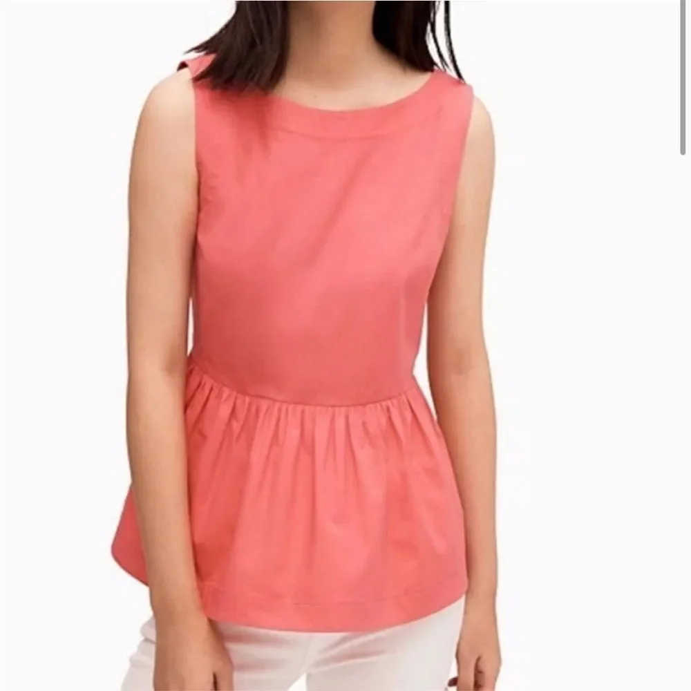 Kate Spade Shore Thing Button Back Peach Sherbet Peplum Top Coral- Size 6